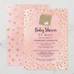 Pink Gold Star Girl Virtual Baby Dusche Einladung