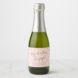 Pink & Gold Stars Pop, wenn sie Pop Baby Dusche Schaumweinetikett