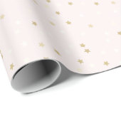 Pink Gold Stars Wrapping Paper Geschenkpapier (Rolleneckpunkt)