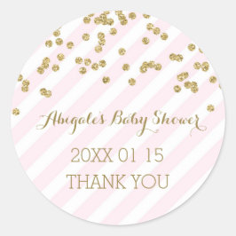 Pink Gold Stripes Baby Dusche Gefallen Aufkleber