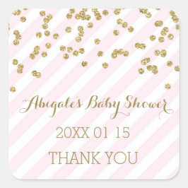Pink Gold Stripes Baby Dusche Gefallen Aufkleber
