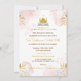 Pink & Gold Sukhmani Sahib Path Invitation Card Einladung