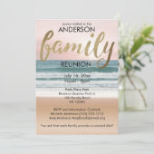 Pink Gold Sunset Beach Wiedersehen Einladung (Stehend Vorderseite)