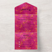 Pink Gold Sweet 16 Hübsch Funkelnd Glam Girly All In One Einladung (Innen Boden)