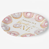 Pink Gold Sweet One Donut Birthday Paper Teller (Schrägansicht)