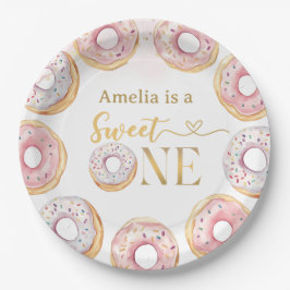 Pink Gold Sweet One Donut Birthday Paper Teller