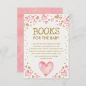 Pink Gold Sweetheart Babydusche Bücher für Baby Begleitkarte (Vorne/Hinten)