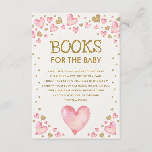 Pink Gold Sweetheart Babydusche Bücher für Baby Begleitkarte (Vorderseite)