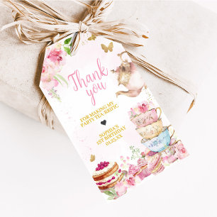 Pink Gold Tea Par-Tea Geburtstagsparty Begrüßungst Geschenkanhänger
