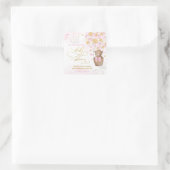 Pink Gold Teddy Bear Hot Air Ballon Baby Girl Quadratischer Aufkleber (Tasche)