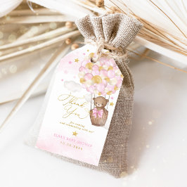 Pink Gold Teddy Bear Hot Air Ballon Wolken Sterne Geschenkanhänger