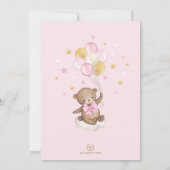 Pink Gold Teddy Bear Moon & Back Baby Dusche Einladung (Rückseite)