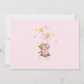 Pink Gold Teddy Bear Moon Name Baby Food Game Card Dankeskarte (Rückseite)