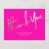 Pink Gold Thank You Elegant Universal Postkarte (Vorderseite)