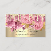 Pink Gold Tropfen Blume Logo Event Planner QRCode Visitenkarte (Vorderseite)