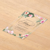 Pink Gold Tropical Beach Hochzeit in Urlaubsort Acryleinladungen (Ablage )