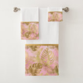 PINK GOLD TROPICAL PALM BADEZIMMER SET (Insitu)