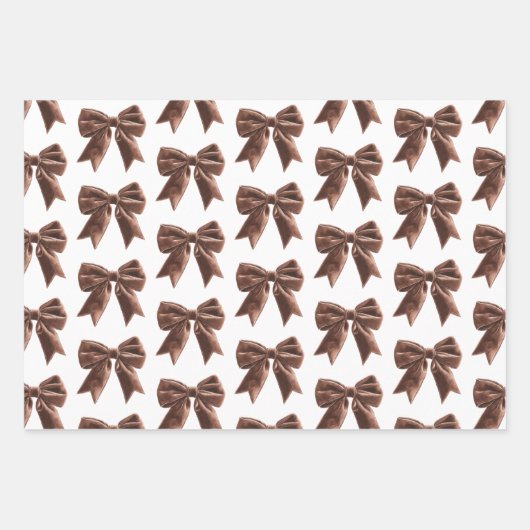 Pink Gold Tufts Brown Bow Brautparty Geschenkpapier Set (Vorderseite 2)