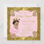 Pink Gold Tutu Ethnic Princess Baby Dusche Einladung (Rückseite)