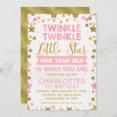 Pink Gold Twinkle Tinkle Little Star Geburtstag Einladung (Vorne/Hinten)