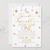 Pink Gold Twinkle Twinkle Little Star Geburtstag Einladung (Vorderseite)