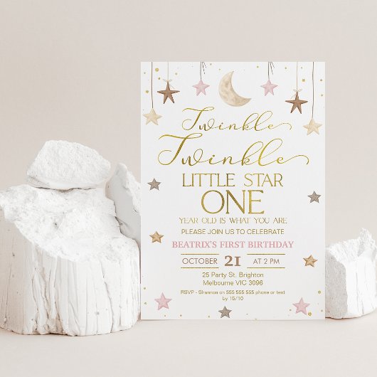 Pink Gold Twinkle Twinkle Little Star Geburtstag Einladung