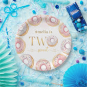 Pink Gold Two Sweet Donut Birthday Paper Teller (Party)