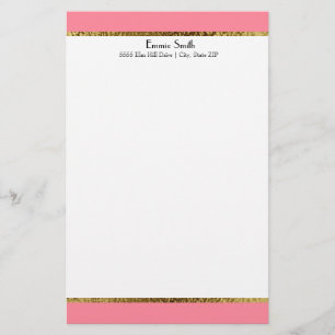 Pink Gold und White Personalisiert Stationery Briefpapier