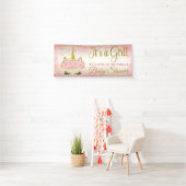 Pink Gold Unicorn Baby Duschbanner Banner (Insitu)