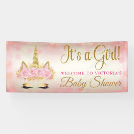 Pink Gold Unicorn Baby Duschbanner Banner