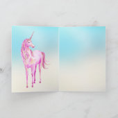 Pink Gold Unicorn Confetti Personalisierter Name Karte (Innenseite)