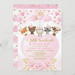 Pink Gold Valentines Sweetheart Baby Girl Dusche Einladung