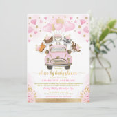 Pink Gold Valentines Woodland Drive by Baby Showro Einladung (Stehend Vorderseite)