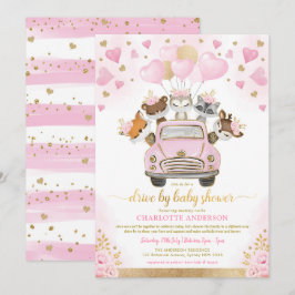 Pink Gold Valentines Woodland Drive by Baby Showro Einladung