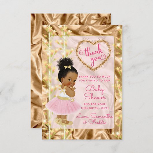 Pink & Gold Vielen Dank Ethnic Baby Showcard Einladung (Vorne/Hinten)