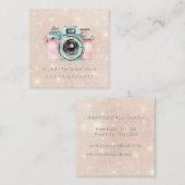 Pink Gold Vintag Camera Fotograf Studio Quadratische Visitenkarte (Vorne/Hinten)