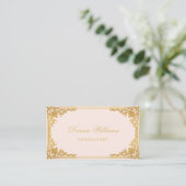 Pink Gold Vintag Elegance Calligraphy QR Code Visitenkarte (Stehend Vorderseite)