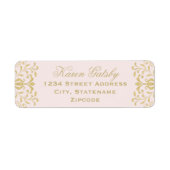 Pink Gold Vintage Glamour Hochzeit Rücksendeadress (Vorne)