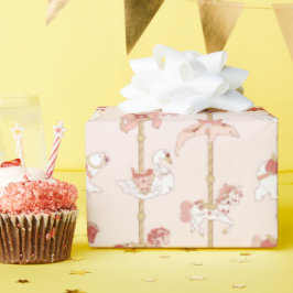Pink & Gold Vintage Karusselltiere Geschenk Geschenkpapier