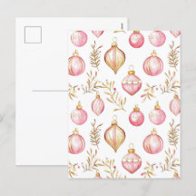 Pink Gold Vintage Ornamente Weihnachten Postkarte