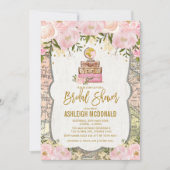 Pink Gold Vintage Reisekarte Brautparty Einladung (Vorderseite)