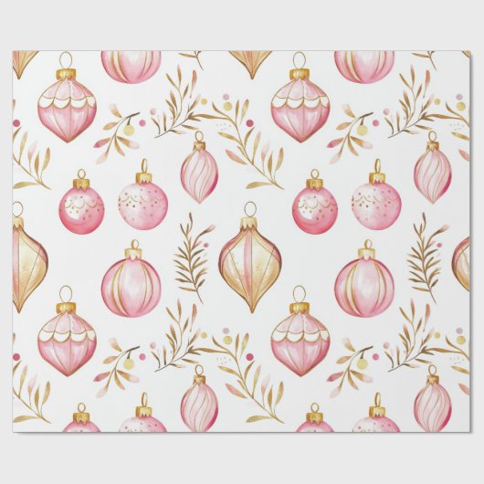 Pink Gold Vintage Weihnachtsschmuck Geschenkpapier (Flach)