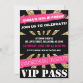 Pink & Gold VIP PASS Girls Sleepover Teenager Girl Einladung (Vorderseite)