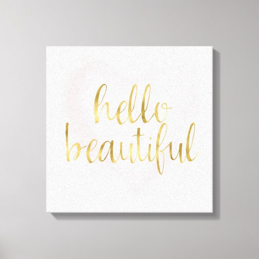 Pink Gold Wasserfarbe Herz Hallo Schöne Leinwanddruck (Vorderseite)