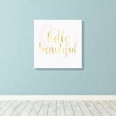 Pink Gold Wasserfarbe Herz Hallo Schöne Leinwanddruck (Insitu (Holzboden))