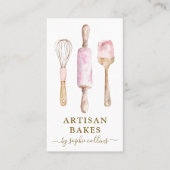Pink Gold Watercolor Baker Pastry Chef Visitenkarte (Vorderseite)