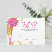 Pink Gold Watercolor Beach Bat Mitzvah RSVP Karte (Stehend Vorderseite)
