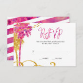 Pink Gold Watercolor Beach Bat Mitzvah RSVP Karte (Vorne/Hinten)