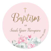 Pink Gold Watercolor Blumenjungen Mädchen Taufe