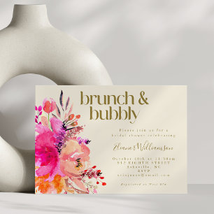 Pink Gold Watercolor Floral Bridal Brunch Nachrich Einladung